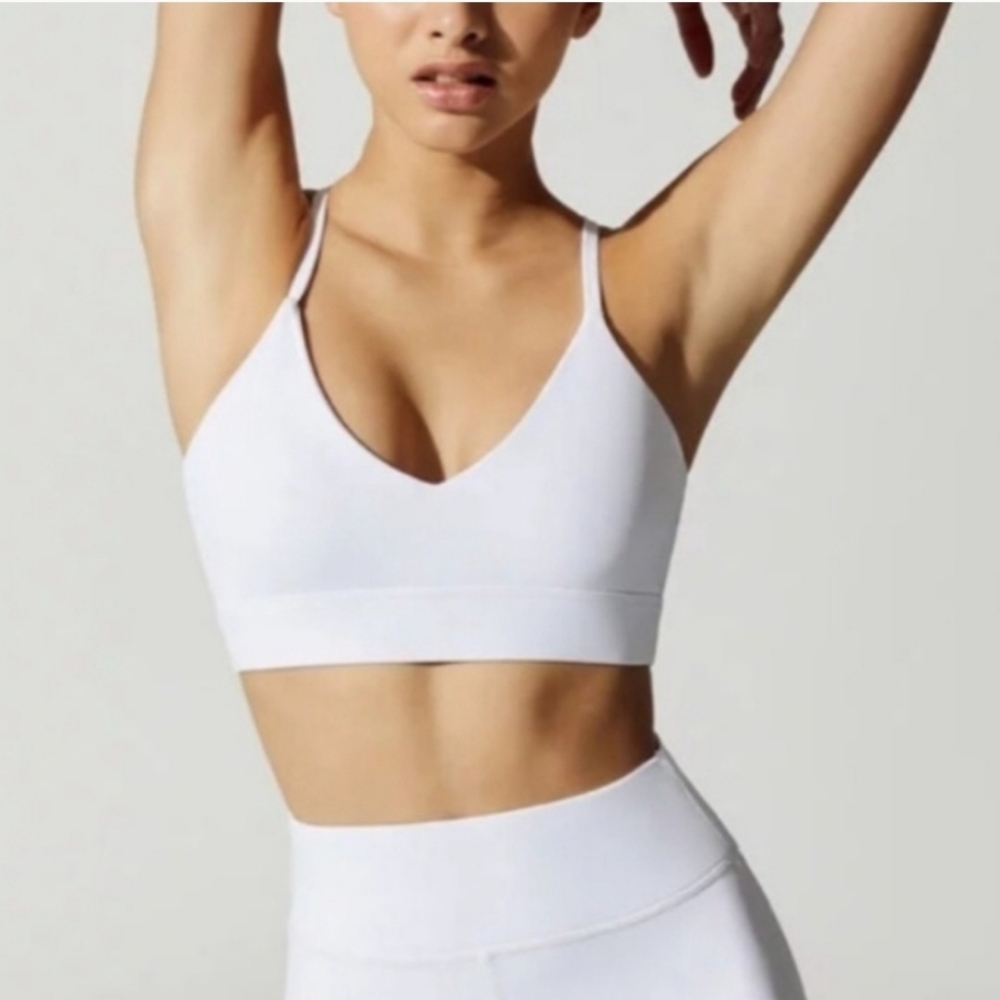 Carbon38 White Crochet Back Sports Bra M